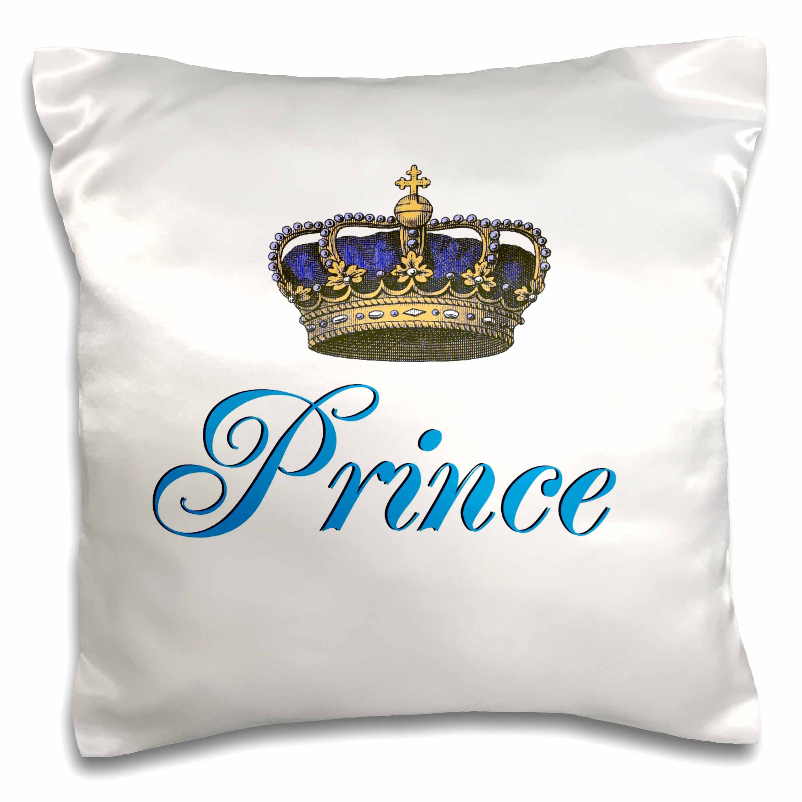 3dRose InspirationzStore His and Hers gifts - Prince - royal blue cursive script text with fancy majestic crown potential part of fun couple gift - Pillow Cases (pc_112874)