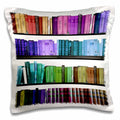 3dRose InspirationzStore Rainbows - Colorful bookshelf books - Rainbow bookshelves - reading book geek library nerd - librarian author - Pillow Cases (pc_112957)