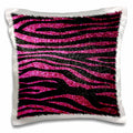 3dRose InspirationzStore Zebra Stripes - Hot Pink and Black Zebra print Faux bling photo Not Actual Glitter fancy diva girly sparkly sparkles - Pillow Cases (pc_113174)