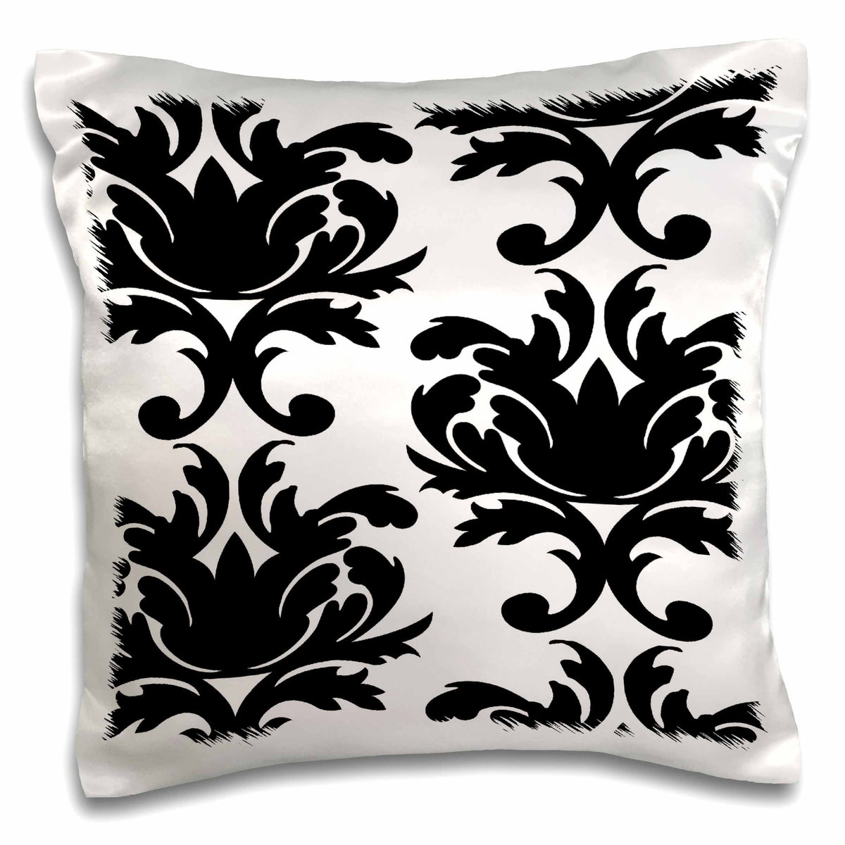 3dRose Dooni Designs Damask Designs - Large Elegant Black And White Damask Pattern Design - Pillow Cases (pc_116425)