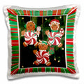 3dRose Susan Brown Designs Holiday Christmas - Peppermint Gingerbread Ornaments - Pillow Cases (pc_14915)