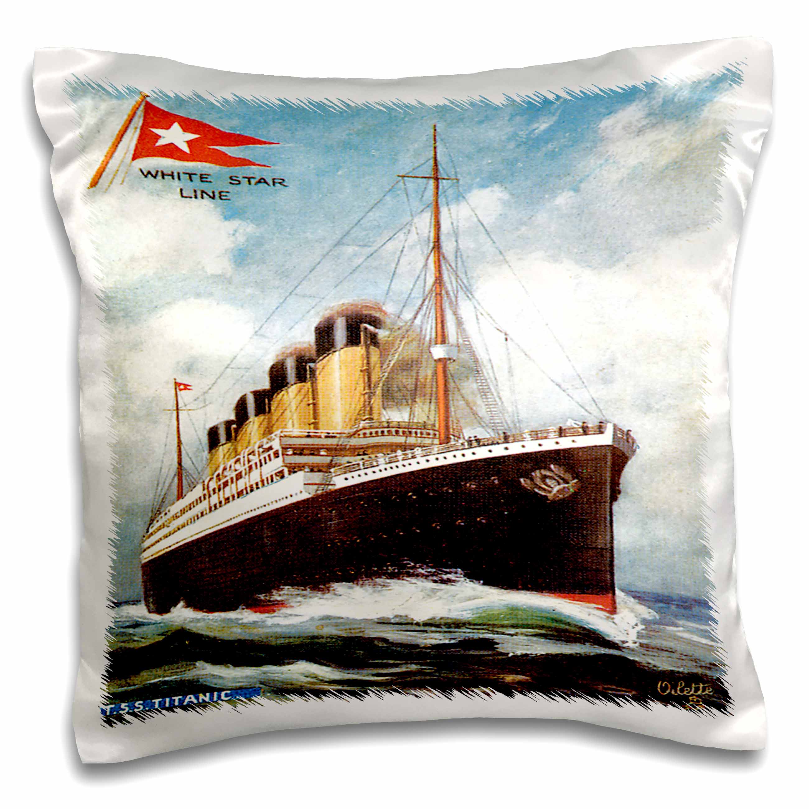 3dRose BLN Vintage Ocean Liners Advertising Posters - Vintage White Star Line S.S. Titanic - Pillow Cases (pc_149236)