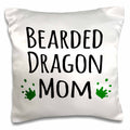 3dRose InspirationzStore Pet designs - Bearded Dragon Mom - for female lizard and reptile enthusiasts and girl pet owners Green footprints - Pillow Cases (pc_154045)