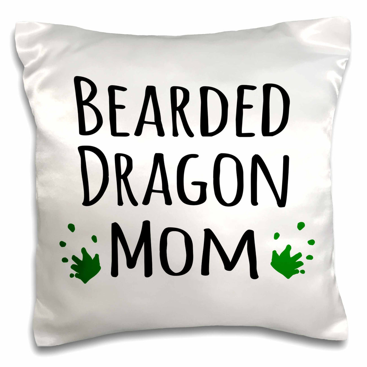 3dRose InspirationzStore Pet designs - Bearded Dragon Mom - for female lizard and reptile enthusiasts and girl pet owners Green footprints - Pillow Cases (pc_154045)