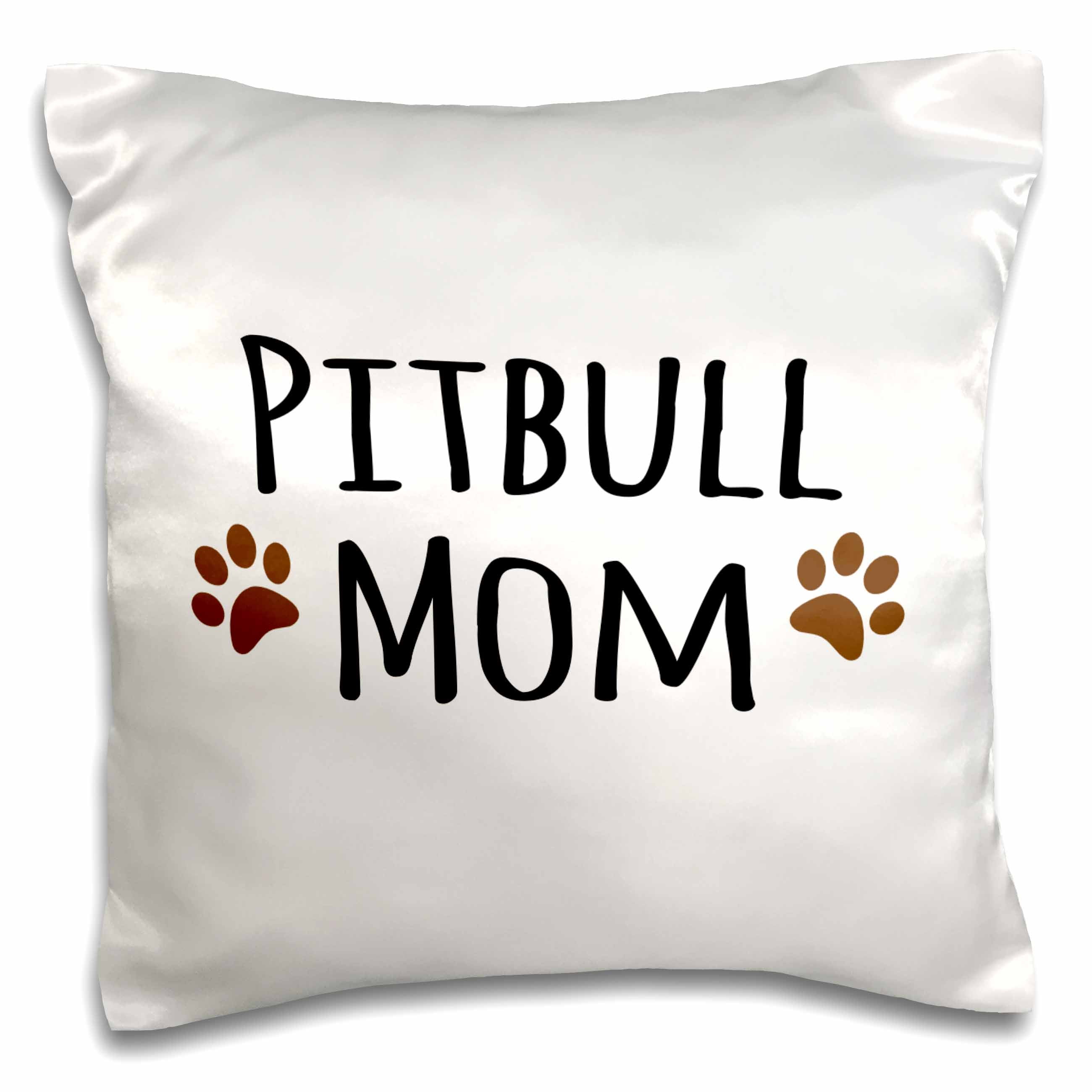 3dRose InspirationzStore Pet designs - Pitbull Dog Mom - Doggie by breed - muddy brown paw prints - doggy lover - proud pet owner mama love - Pillow Cases (pc_154172)