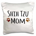 3dRose InspirationzStore Pet designs - Shih Tzu Dog Mom - Doggie by breed - muddy brown paw prints - doggy lover - proud pet owner mama - Pillow Cases (pc_154196)