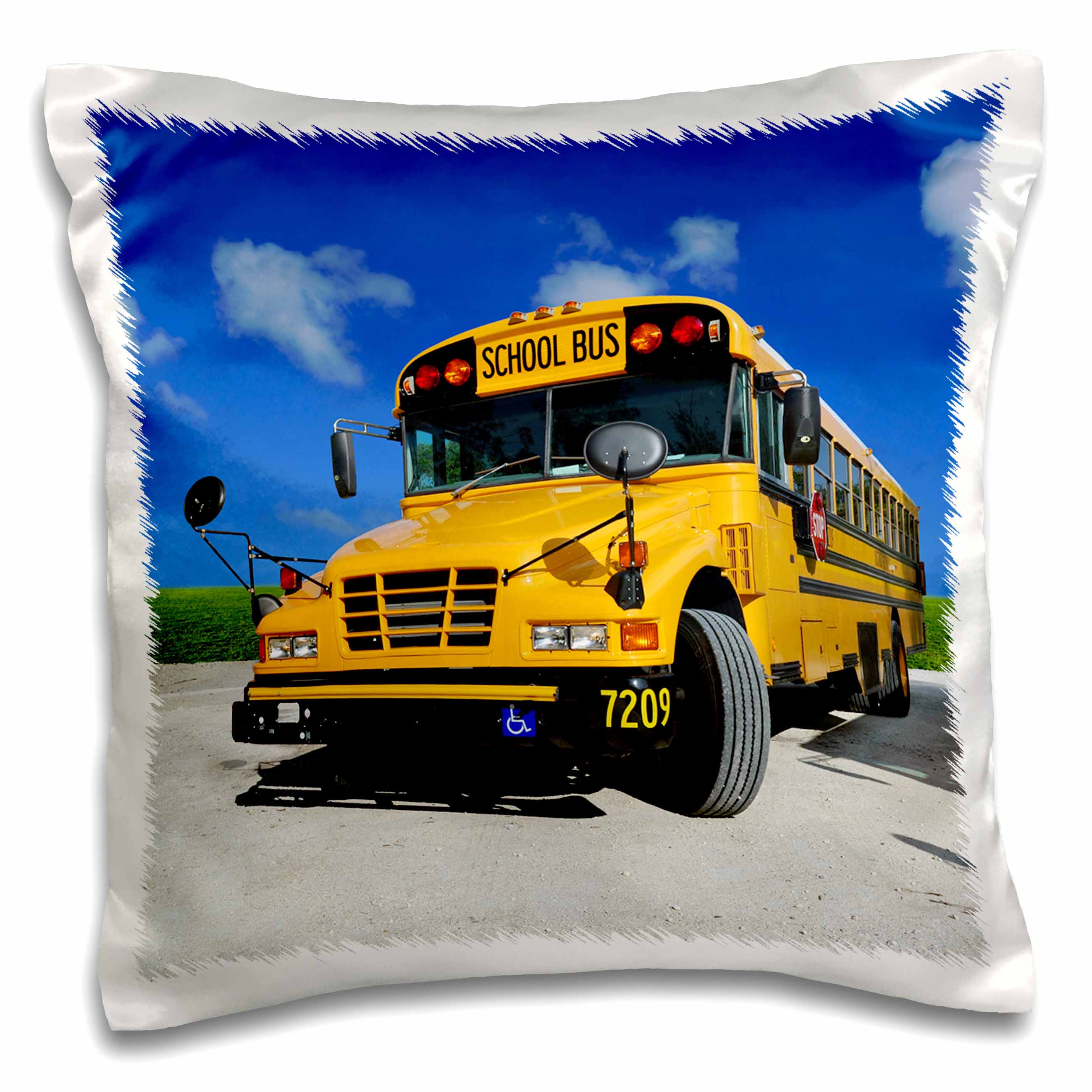 3dRose Carsten Reisinger Photography - Yellow school bus on a sunny day - Pillow Cases (pc_154986)