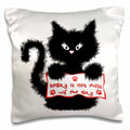3dRose Charlyn Woodruff - CW Designs Humor Collection - Funny Black Fuzzy Cat Today is not Mess wif me Day - Pillow Cases (pc_155264)