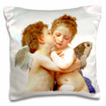 3dRose InspirationzStore Vintage Art - Cupid and Psyche as Children 1890 - L Amour enfants - Bouguereau - baby angel cherubs kiss - classic - Pillow Cases (pc_155624)