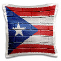 3dRose Carsten Reisinger Illustrations - National flag of Puerto Rico painted onto a brick wall Rican - Pillow Cases (pc_156970)