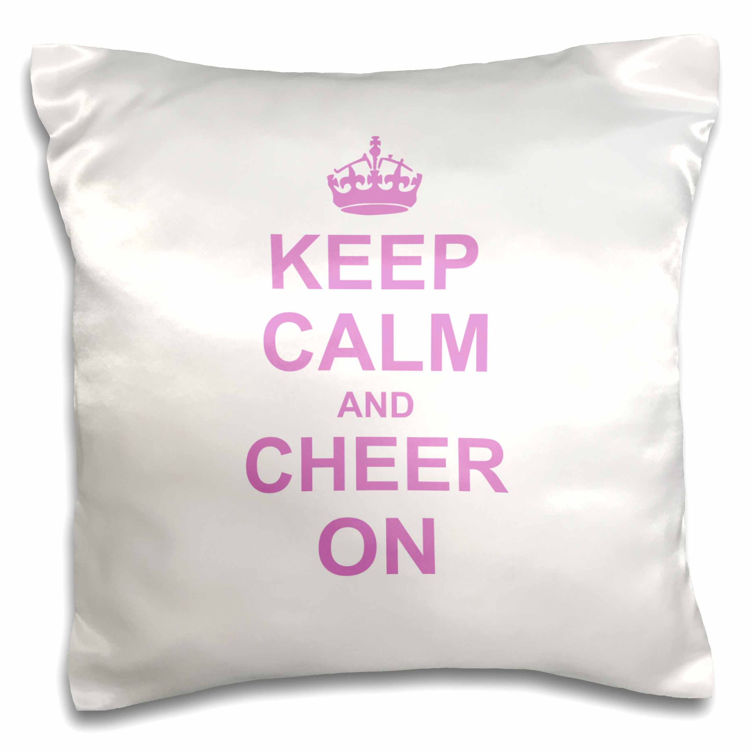 3dRose InspirationzStore Typography - Keep Calm and Cheer on - carry on cheering - gift for cheerleaders - pink fun funny humor humorous - Pillow Cases (pc_157697)