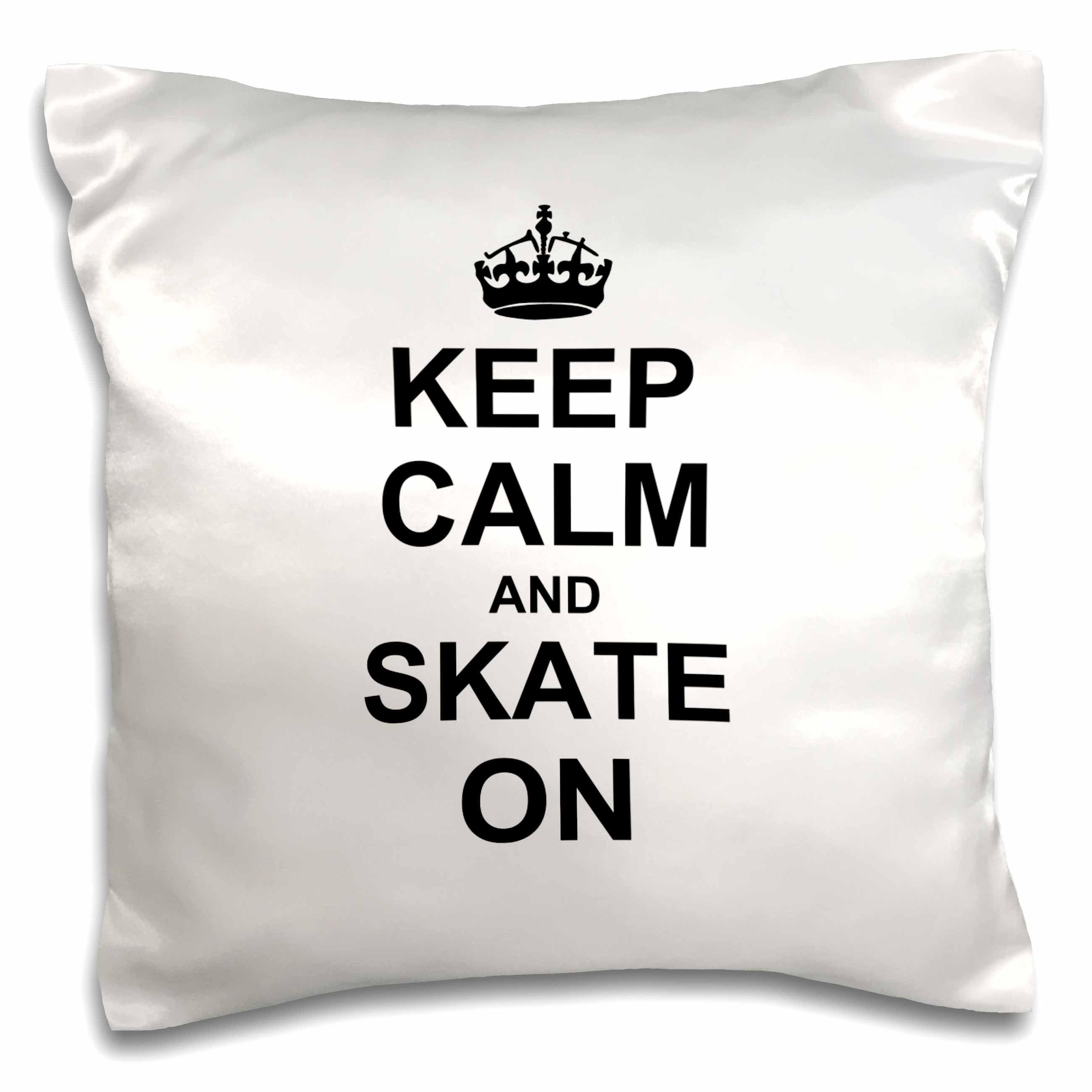 3dRose InspirationzStore Typography - Keep Calm and Skate on - carry on skating - funny skateboarding ice skater or roller skating gifts - Pillow Cases (pc_157771)