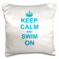 3dRose InspirationzStore Typography - Keep Calm and Swim on - carry on swimming - hobby or professional Swimmer gifts - fun funny humor - Pillow Cases (pc_157777)