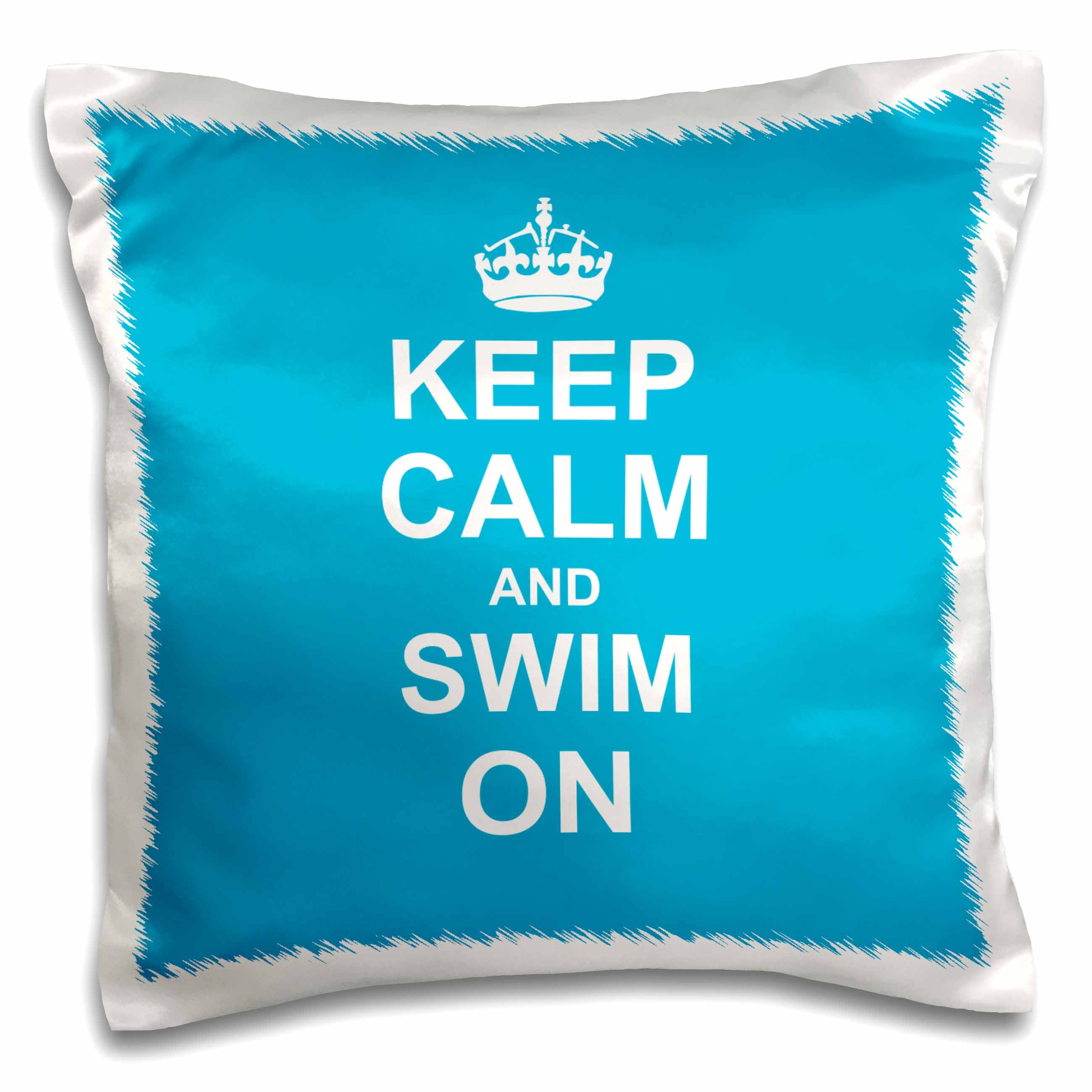 3dRose InspirationzStore Typography - Keep Calm and Swim on - blue carry on swimming - hobby or pro Swimmer gifts - pool fun funny humor - Pillow Cases (pc_157778)