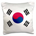 3dRose InspirationzStore Flags - Flag of South Korea - Korean White red Blue taegeuk Circle Black Trigrams - Taiji Yinyang Taegeukgi - Pillow Cases (pc_158435)
