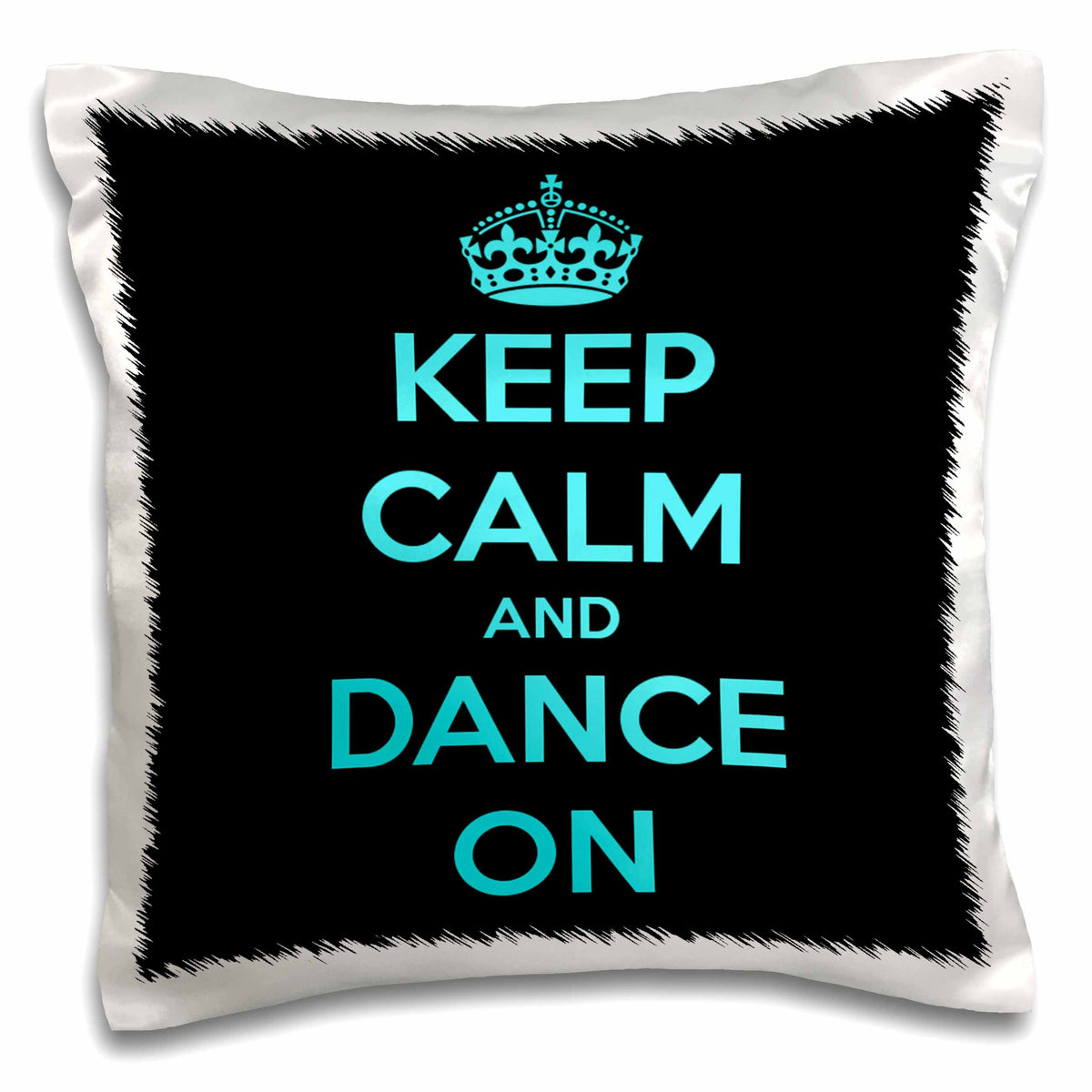 3dRose EvaDane - Funny Quotes - Keep calm and dance on, Black and Turquoise - Pillow Cases (pc_163926)