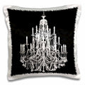 3dRose PS Chandeliers - Chic White Chandelier with Black damask - Pillow Cases (pc_164675)