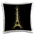 3dRose Janna Salak Designs Travel - Paris Dream Bigger Inspirational Design Black and Gold - Pillow Cases (pc_165896)