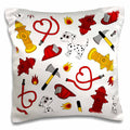 3dRose Janna Salak Designs Occupational Gifts - Cute Fireman - Firefighter Love Pattern White - Pillow Cases (pc_165910)