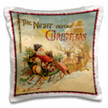 3dRose Sandy Mertens Vintage Christmas Designs - Night Before Christmas Santa in Reindeer Pulled Sleigh - Pillow Cases (pc_172785)