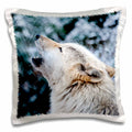 3dRose RONI CHASTAIN ANIMALS - ROCKY MOUNTAIN GRAY WOLF HOWLING - Pillow Cases (pc_173718)