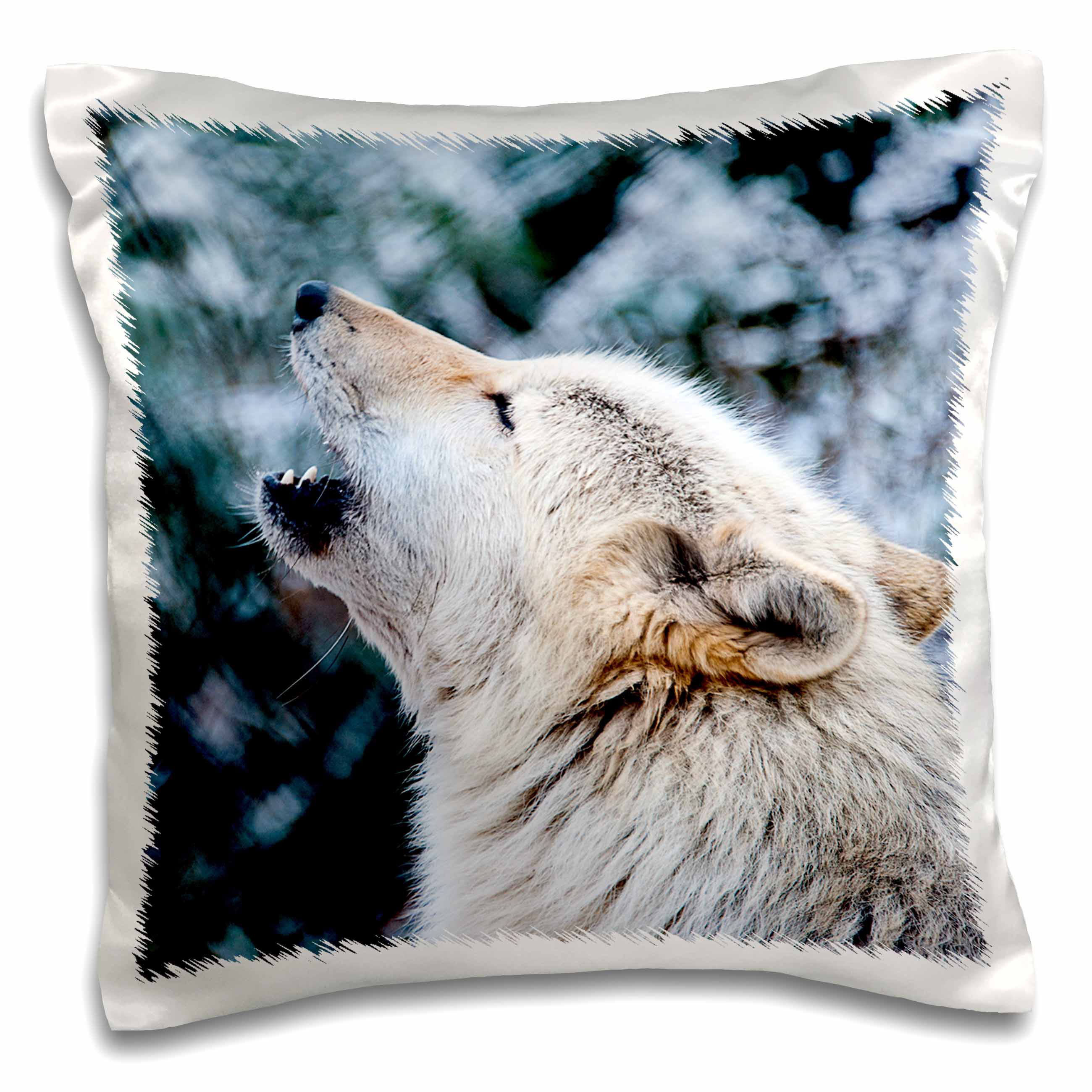 3dRose RONI CHASTAIN ANIMALS - ROCKY MOUNTAIN GRAY WOLF HOWLING - Pillow Cases (pc_173718)