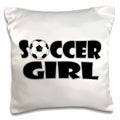 3dRose Janna Salak Designs Sports - Soccer Girl Black and White - Pillow Cases (pc_181851)