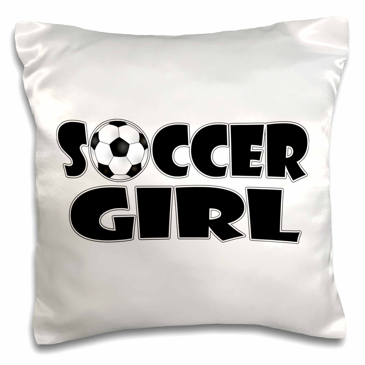 3dRose Janna Salak Designs Sports - Soccer Girl Black and White - Pillow Cases (pc_181851)