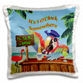 3dRose Dezine01 Graphics Tropical - Pirate Parrot in Paradise - Pillow Cases (pc_18918)