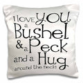 3dRose EvaDane - Quotes - I love you a bushel and a peck. White and Black. - Pillow Cases (pc_193477)