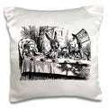 3dRose InspirationzStore Vintage Art - Mad Hatter tea party illustration by John Tenniel. Alice in Wonderland - Pillow Cases (pc_193788)