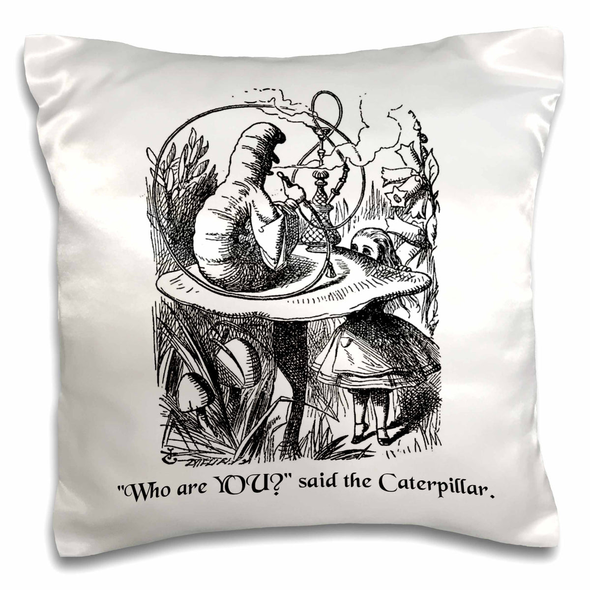 3dRose InspirationzStore Vintage Art - Who are you - Smoking Caterpillar quote from Alice in Wonderland - Pillow Cases (pc_193796)