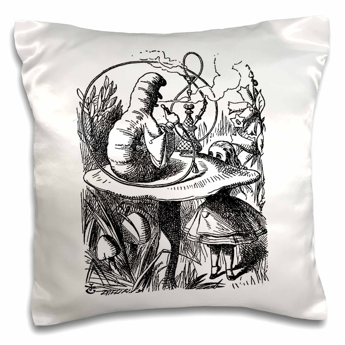 3dRose InspirationzStore Vintage Art - Smoking Caterpillar - Alice in Wonderland John Tenniel illustration - Pillow Cases (pc_193797)
