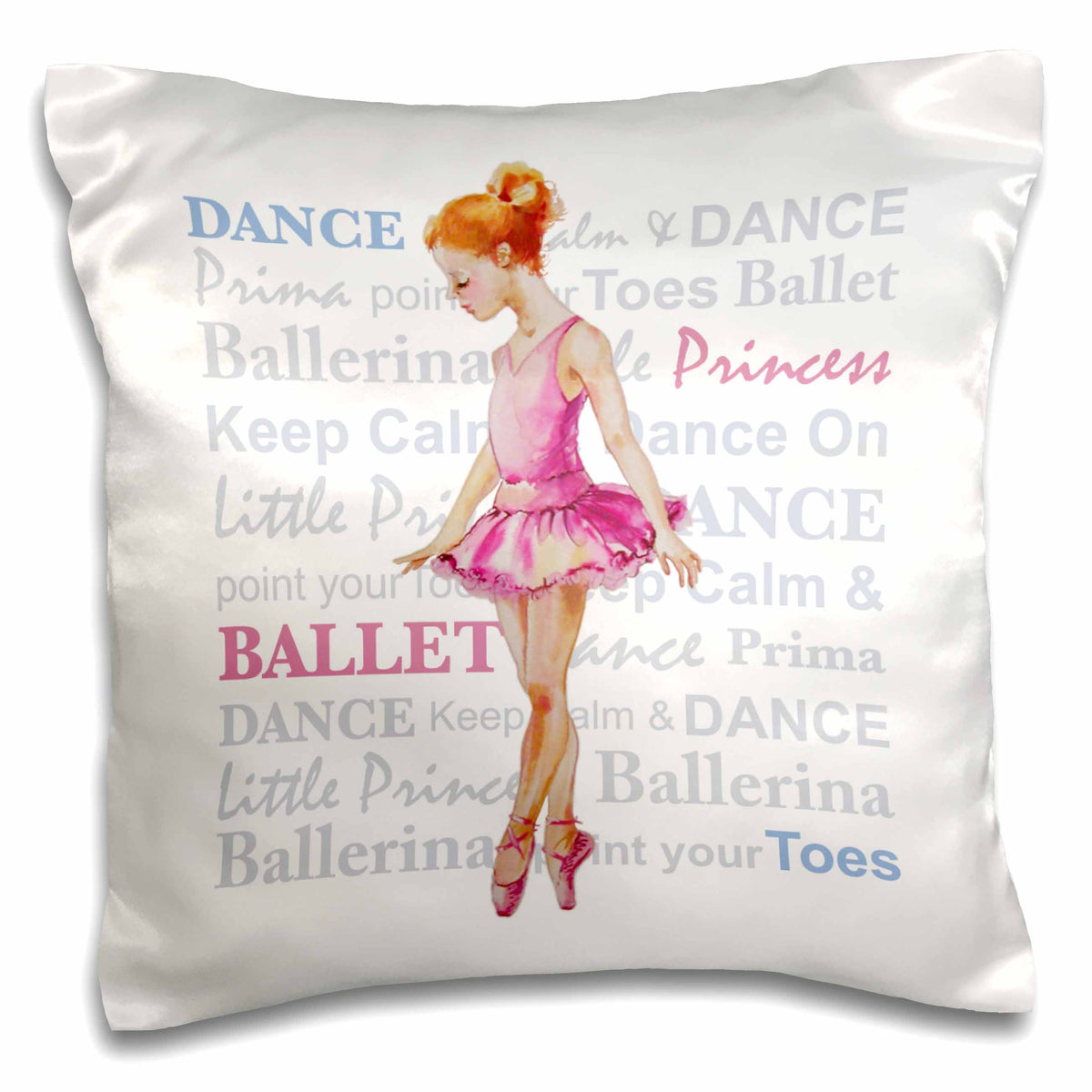 3dRose COMBINED INTERPRISES – BALLERINA - LITTLE CUTE BALLERINA IN PINK WITH TEXT BACKGROUND - Pillow Cases (pc_200545)