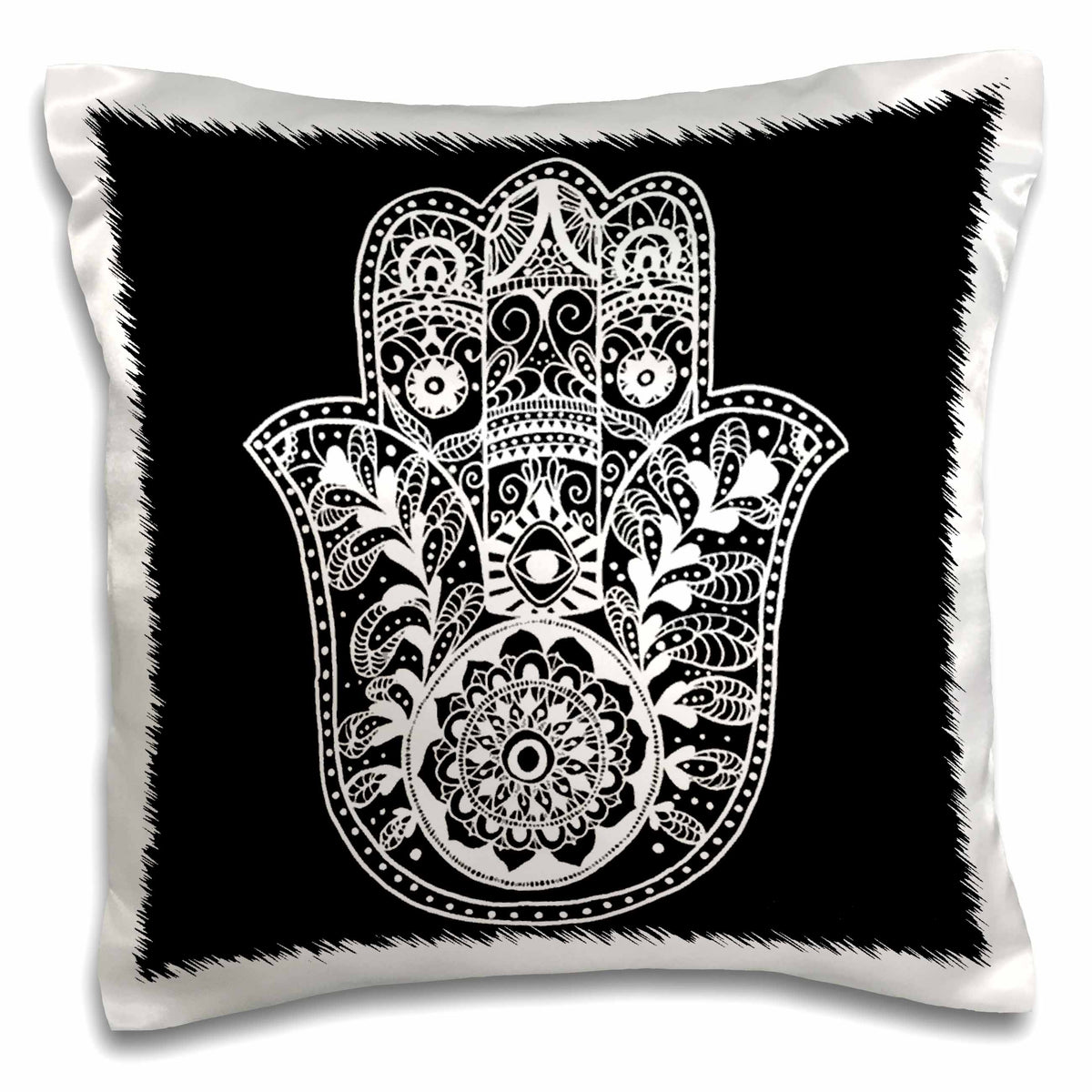 3dRose ToryAnne Collections Art - Black and White Hamsa - Pillow Cases (pc_200820)