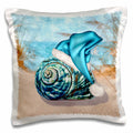 3dRose Doreen Erhardt Christmas Collection - Coastal Beach Christmas Seashell Blue Santa Hat - Pillow Cases (pc_203017)