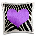 3dRose Janna Salak Designs Prints and Patterns - Punk Rockabilly Zebra Animal Stripe Purple Heart Print - Pillow Cases (pc_20390)