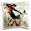 3dRose Florene - Retro Pinups - Print of Elvgren Pinup With Great Dane - Pillow Cases (pc_204161)