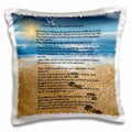 3dRose Edmond Hogge Jr – Ocean Views - Footprints in the Sand on Beach with Poem - Pillow Cases (pc_204469)