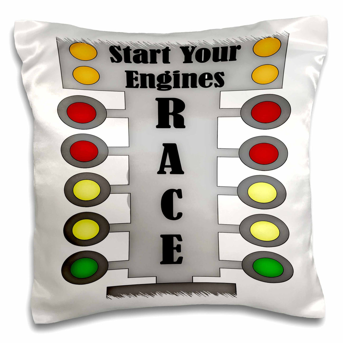 3dRose Anne Marie Baugh - Car Racing - Car Race Start Your Engine Sign - Pillow Cases (pc_210739)