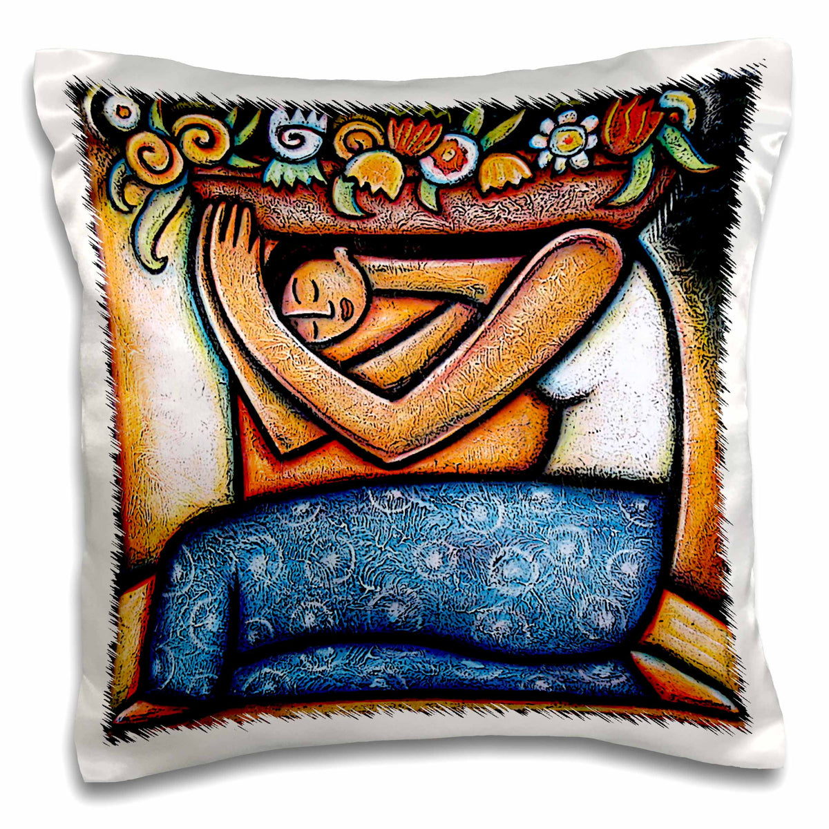 3dRose Paul Honatke Designs Prints - Flower Girl mexican art colorful - Pillow Cases (pc_21129)
