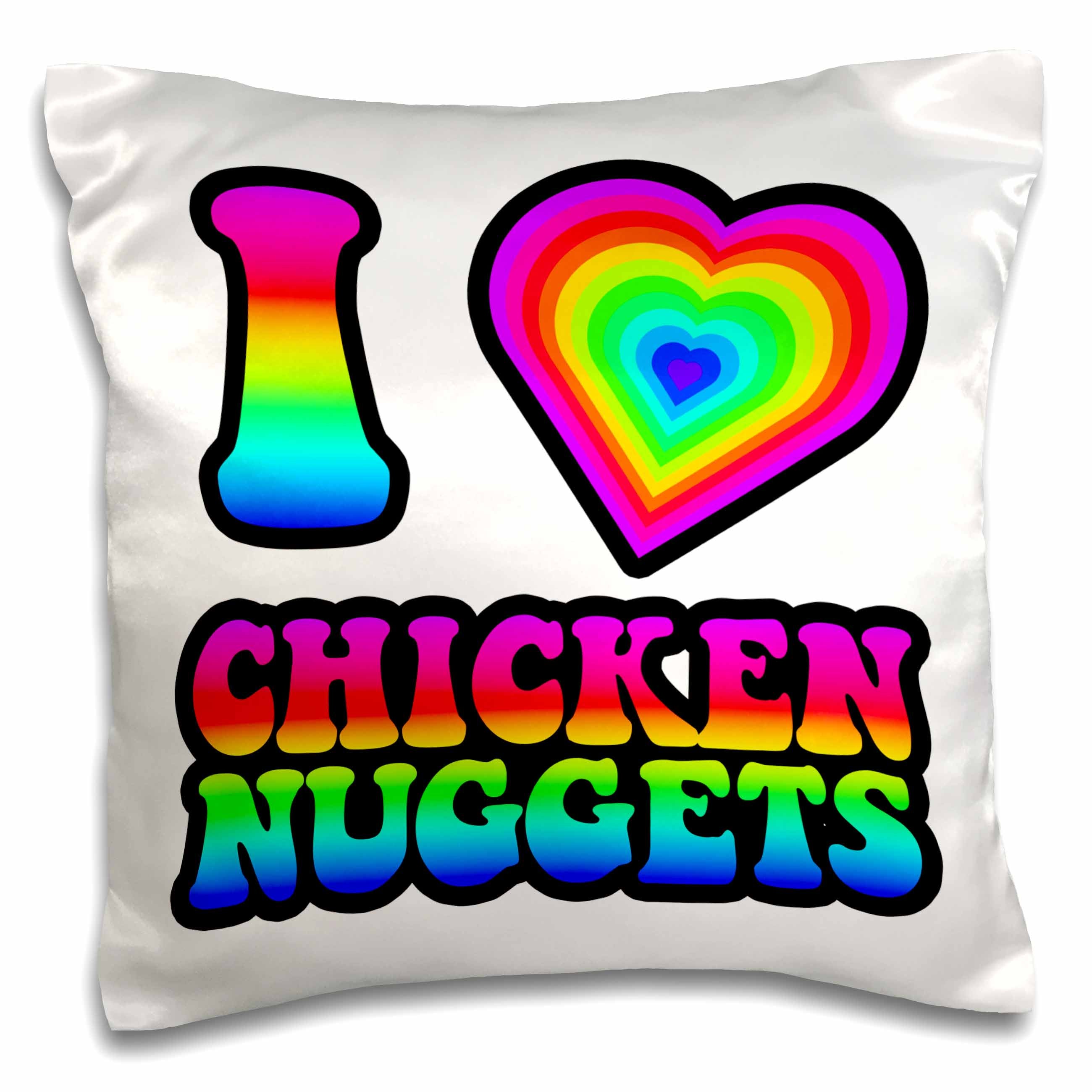 3dRose Dooni Designs - Groovy I Heart Love Designs - Groovy Hippie Rainbow I Heart Love Chicken Nuggets - Pillow Cases (pc_217381)