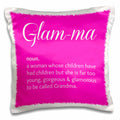 3dRose BrooklynMeme Cute Sayings - Print of Glam-ma, hot pink background - Pillow Cases (pc_220003)