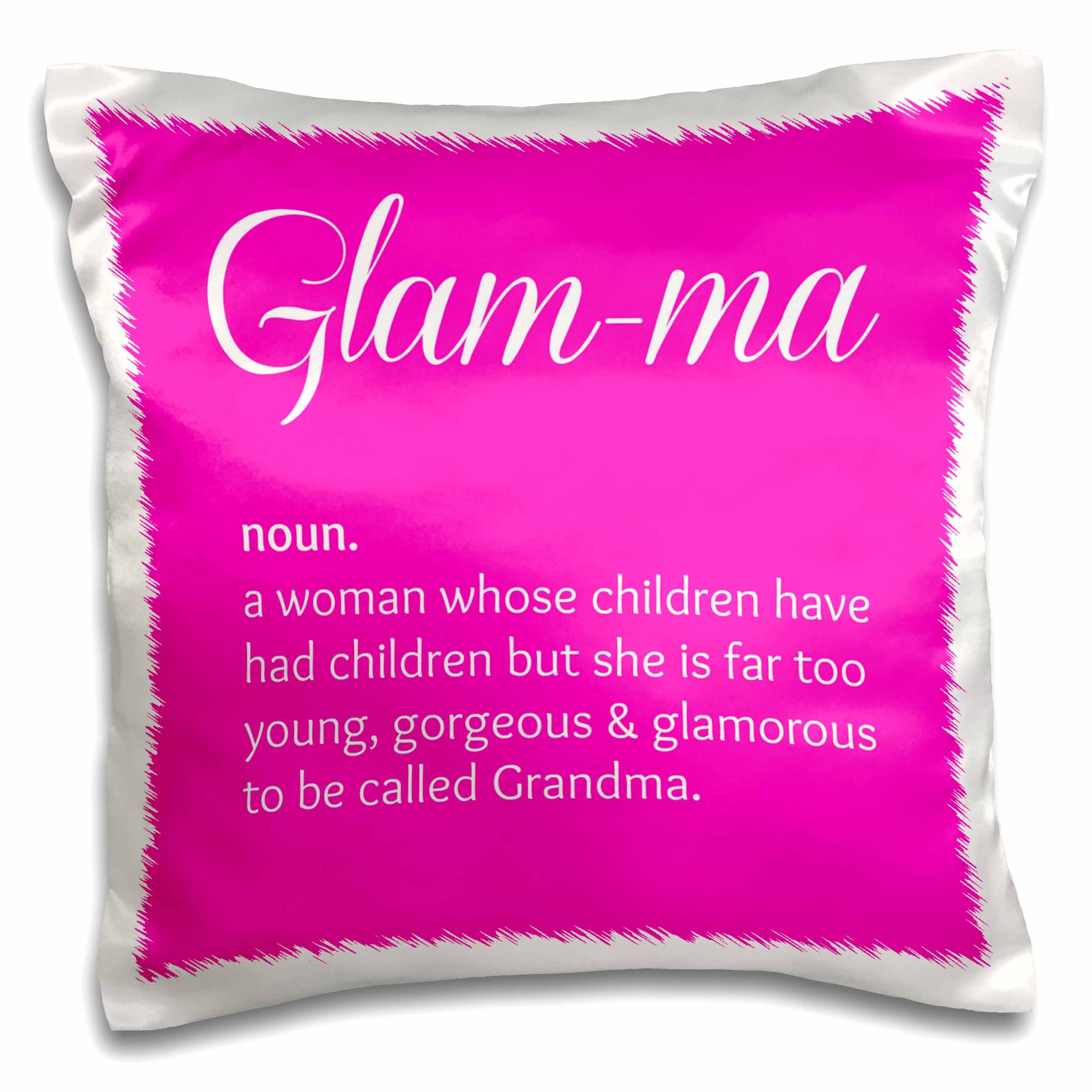 3dRose BrooklynMeme Cute Sayings - Print of Glam-ma, hot pink background - Pillow Cases (pc_220003)