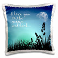 3dRose Russ Billington Nursery Designs - Beautiful Blue Night Scene- I Love You to The Moon and Back - Pillow Cases (pc_220301)