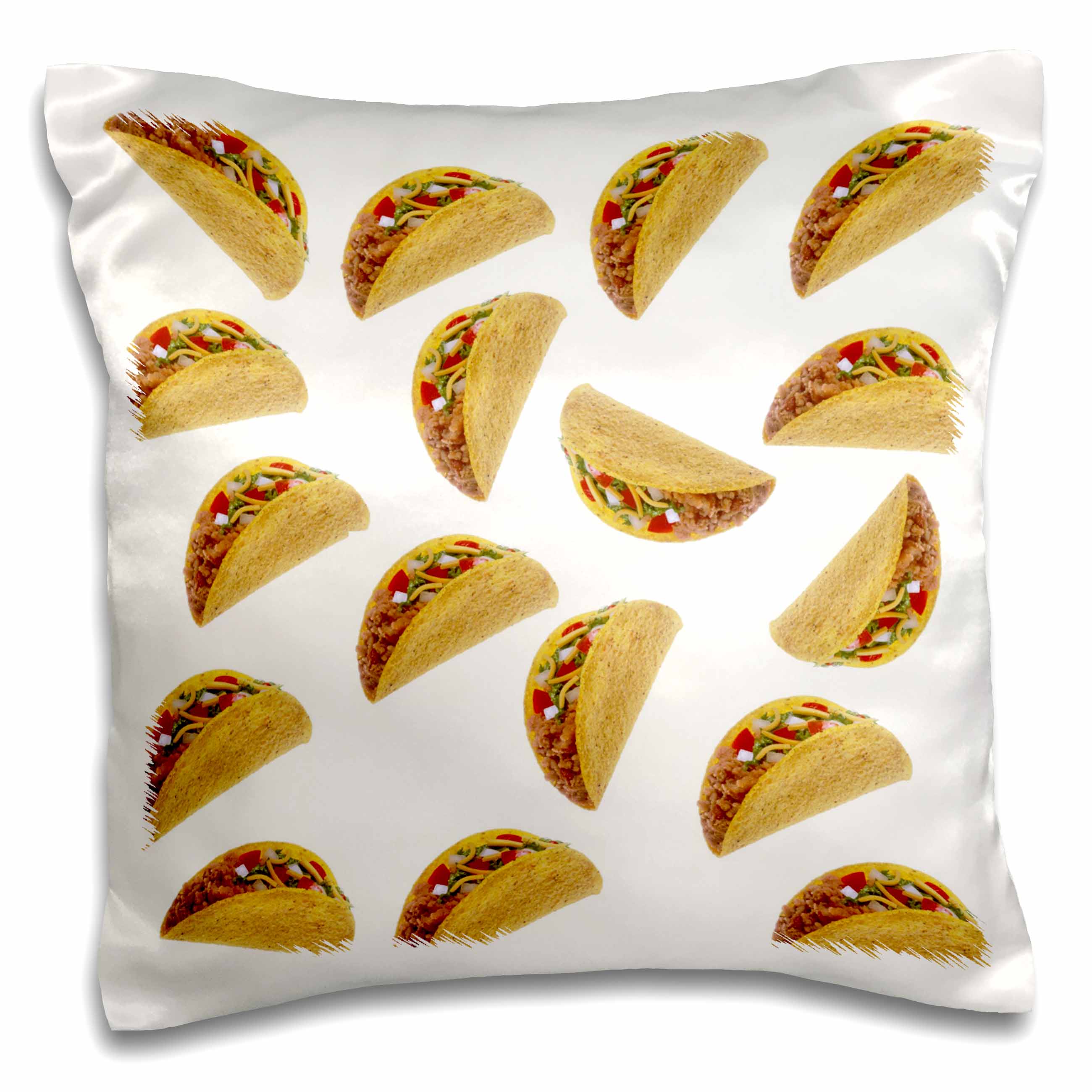 3dRose Florene - Décor III - Print of Tacos Toss Repeat Pattern - Pillow Cases (pc_221648)
