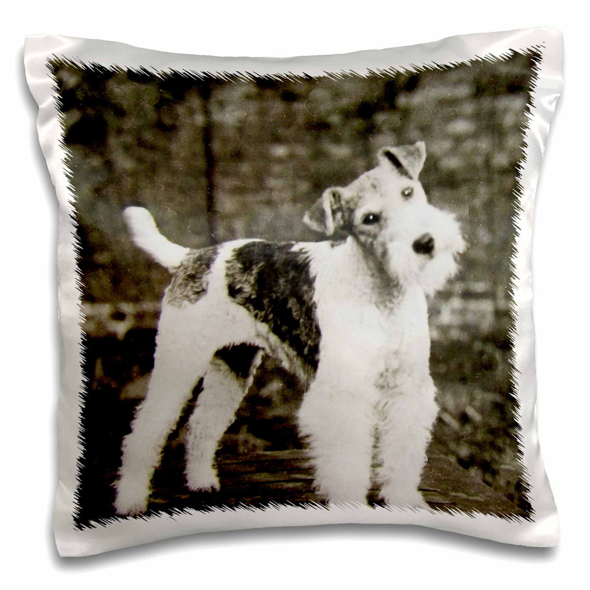 3dRose Scenes from the Past Magic Lantern - Vintage Wire Hair Fox Terrier Dog Circa 1900 Edwardian Era - Pillow Cases (pc_246098)