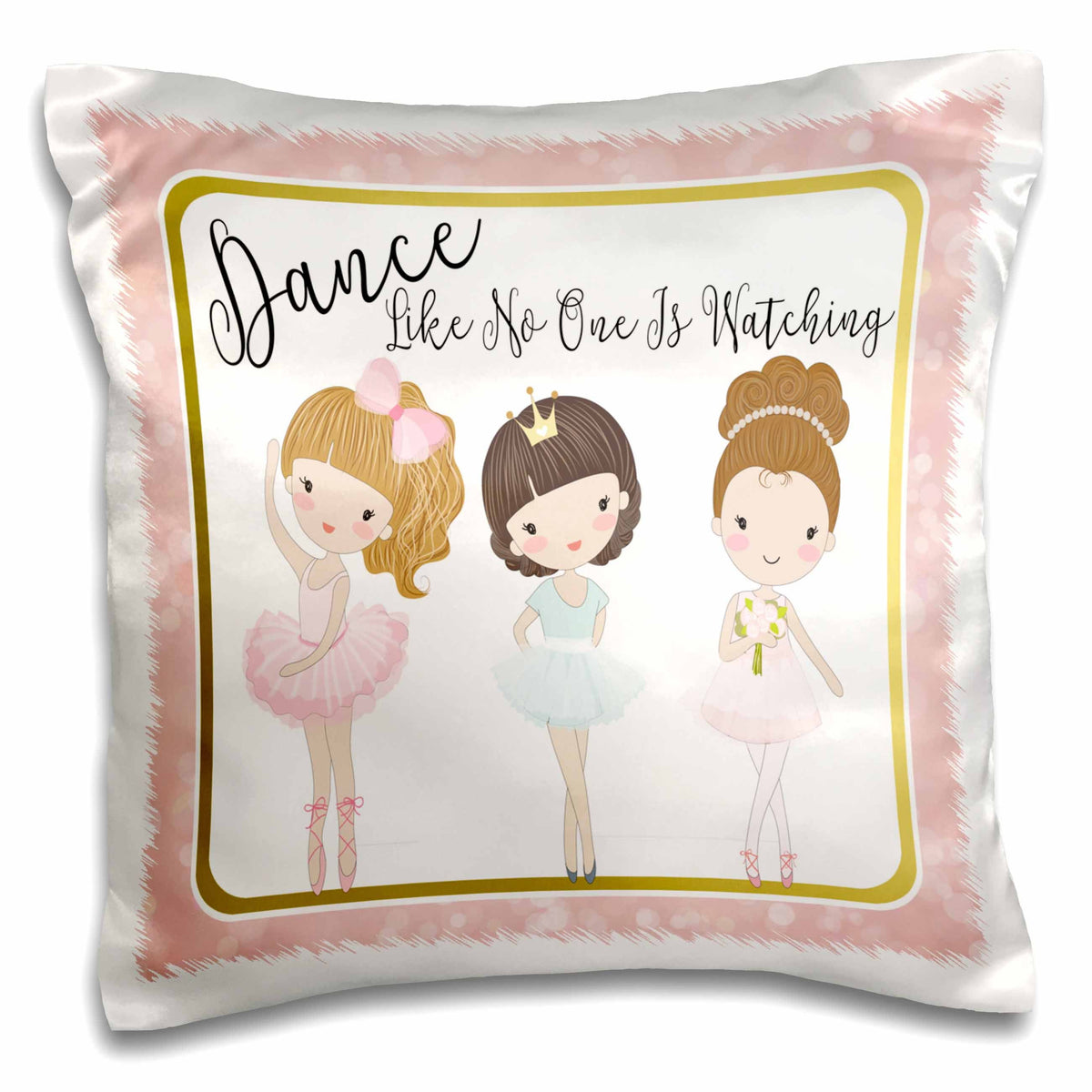 3dRose Anne Marie Baugh - Quotes - Dance Like No One Is Watching With Cute Ballerina Girls - Pillow Cases (pc_252935)