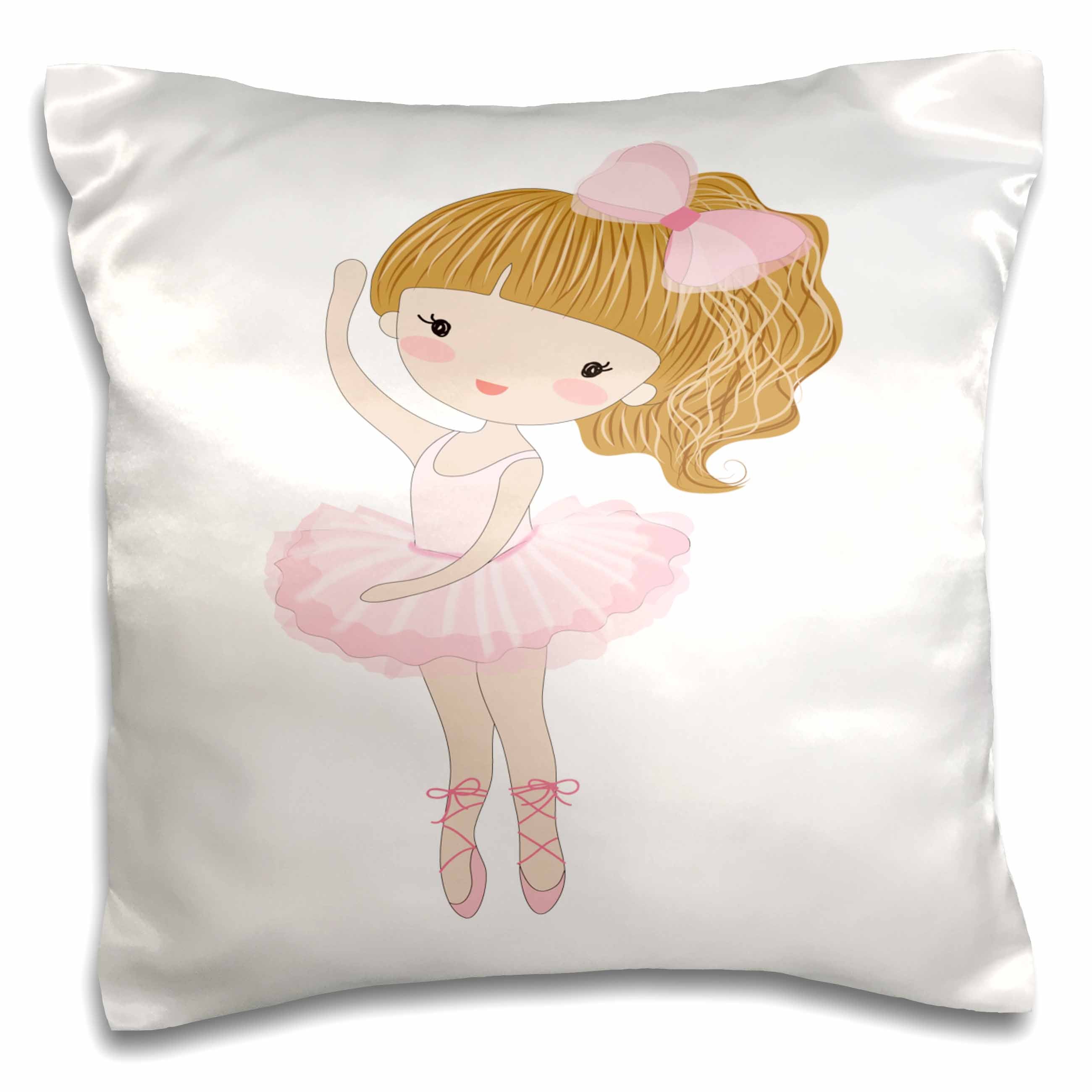 3dRose Anne Marie Baugh - Illustrations - Cute Little Dancing Ballerina Little Girl Illustration - Pillow Cases (pc_254866)