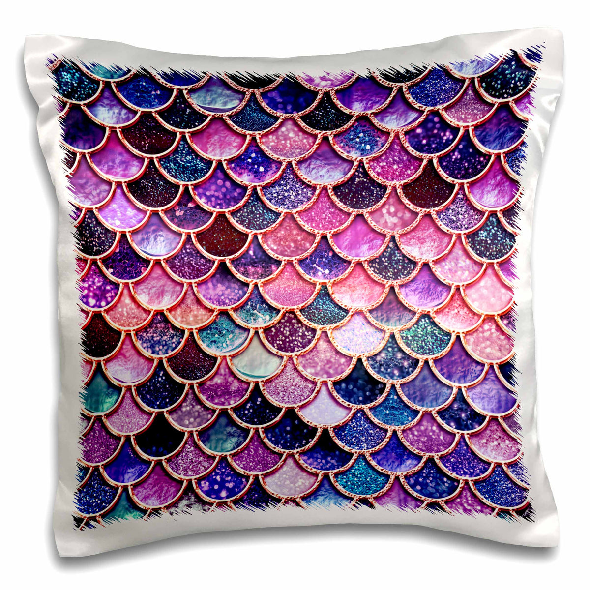 3dRose Uta Naumann Faux Glitter Pattern - Image of Sparkling Pink Purple Luxury Elegant Mermaid Scales Glitter - Pillow Cases (pc_275448)